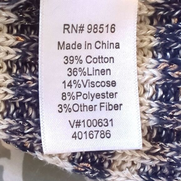 Coldwater Creek Sweater Medium 10-12 Blue and White Striped Cardigan - Picture 7 of 7